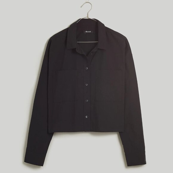 Madewell The Signature Poplin Crop Shirt - Black - Picture 2 of 5